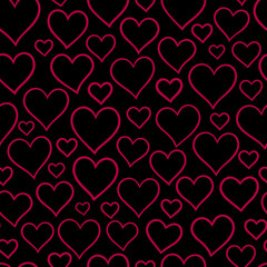 seamless background of red different hearts