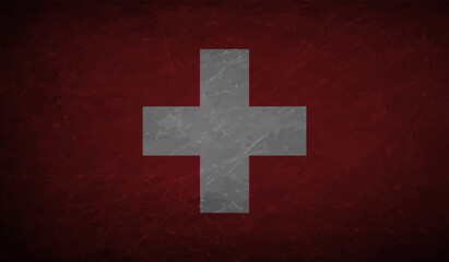 Vector illustration of Happy Switzerland National Day 01 August. Waving flags isolated on gray background.