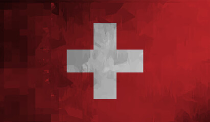Vector illustration of Happy Switzerland National Day 01 August. Waving flags isolated on gray background.