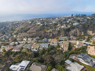 Fototapeta na wymiar Aerial view of La Jolla Hermosa valley with big villas, San Diego, California, USA