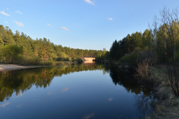 Obraz premium Spring on the forest river.
