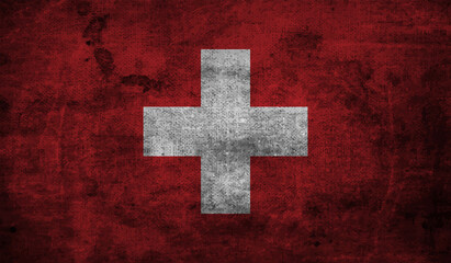 Fototapeta premium Vector illustration of Happy Switzerland National Day 01 August. Waving flags isolated on gray background.