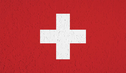 Vector illustration of Happy Switzerland National Day 01 August. Waving flags isolated on gray background.