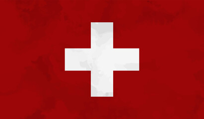 Vector illustration of Happy Switzerland National Day 01 August. Waving flags isolated on gray background.