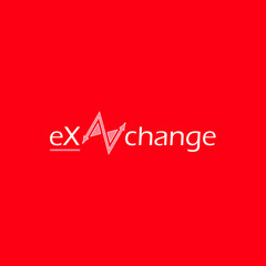 Exchange vector logo design with red background