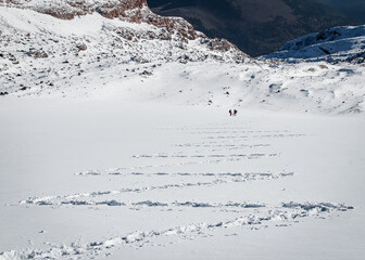 Route of ascent of the citlaltépetl volcano summit, the highest in Mexico