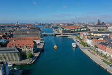 Obraz premium Aerial Drone View of Copenhagen Harbor