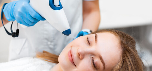 Skin tightening and rejuvenation cool lifting procedure with a non-injection carbon dioxide gun....