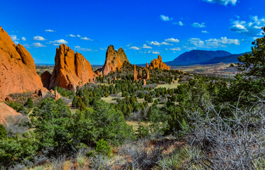 Eroded red-sandstone formations. Garden of the Gods, Colorado Springs, Colorado