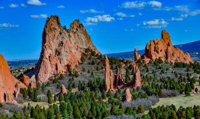 Naklejka na ściany i meble Eroded red-sandstone formations. Garden of the Gods, Colorado Springs, Colorado