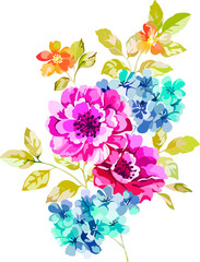 Picture composition with color flowers. Vector