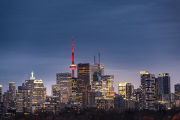 Fototapeta na wymiar Toronto city view from Riverdale Avenue. Ontario, Canada  
