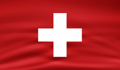 Fototapeta premium Vector illustration of Happy Switzerland National Day 01 August. Waving flags isolated on gray background.