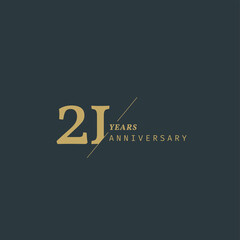 21 years anniversary logotype with modern minimalism style. Vector Template Design Illustration.