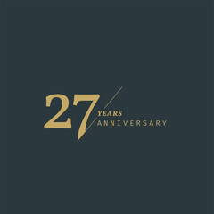 27 years anniversary logotype with modern minimalism style. Vector Template Design Illustration.