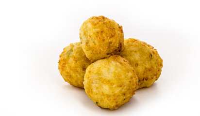cod dumpling on isolated white background. Food made from fish meat