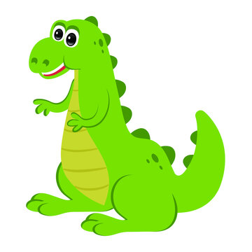 cute green dinosaur, vector illustration 