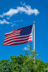 American flag blowing in the wind, USA
