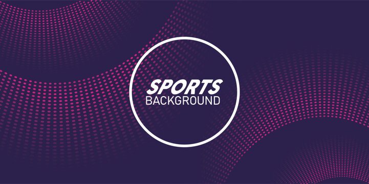 blue and fucshia sport background with lettering white in circular frame