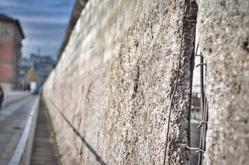 remnants of the berlin wall with a gap