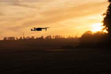 Fototapeta na wymiar drone at summer sunset