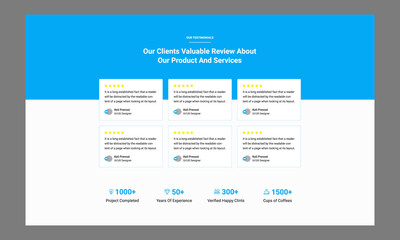 Vector Testimonials and Fun fact Section UI Kit Template Design for Your Website