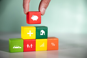 holding piggy bank in cube