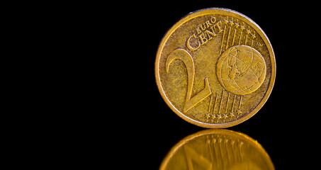 cash coins are not isolated, close-up
