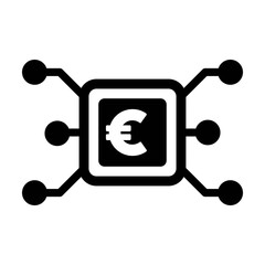 Digital euro symbol icon vector currency for digital transactions for asset and wallet in a flat color glyph pictogram illustration