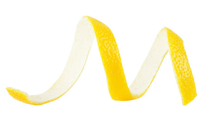 Fresh lemon skin isolated on a white background, healthy food. Lemon peel or lemon twist.