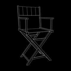 Director movie workplace chair. Wireframe low poly mesh vector illustration