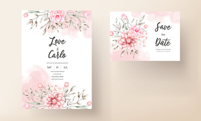 Fototapeta na wymiar Elegant wedding invitation with watercolor floral motifs
