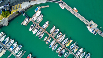 Fototapeta na wymiar Aerial view on a busy marina. Auckland, New Zealand