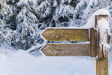 Directional Sign in Winter