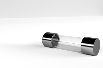 Electrical fuse in glass capsule shape. 3d illustration