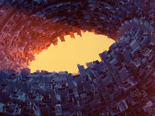 Obraz premium futuristic city on artificial planet 
