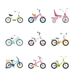 Fototapeta premium Set of bicycles for children and teenagers