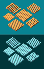 Pallet isometric illustrations set