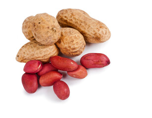 Heap of peanuts isolated on a white background.