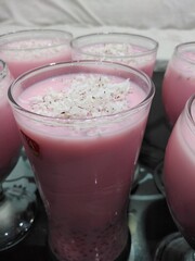 strawberry milkshake in a glass