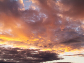 Fototapeta premium Beautiful dramatic sunset sky. Rich orange color. Nature background