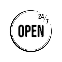 24h 7 days a week open icon . Vector illustration
