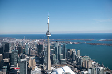 Naklejka premium Aerial view of Toronto city skyline, Canada