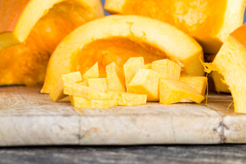 homemade orange pumpkin while cooking