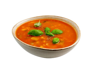 Red Tomato Soup with Barley, Potato, Carrot, Cabbage and Cereals