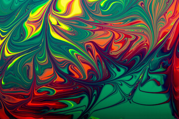 Multicolor enamel abstract background.Makeup concept.Beautiful stains of liquid nail laquers.Fluid art,pour painting technique.Good as digital decor,copy space.Horizontal photography.
