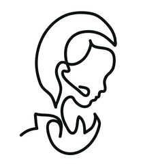 Obraz premium One line drawing of woman support with telephone headset. One continuous line drawing of officer woman with headset phone.
