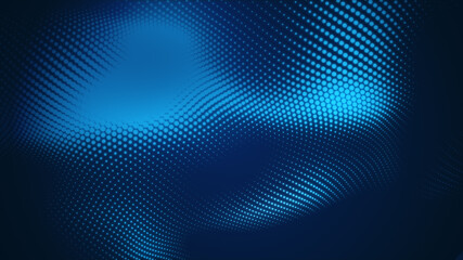Dot blue wave light screen gradient texture background. Abstract  technology big data digital background. 3d rendering.