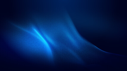 Obraz premium Dot blue wave light screen gradient texture background. Abstract ai technology big data digital background. 3d rendering.