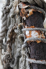Old ropes with rust 